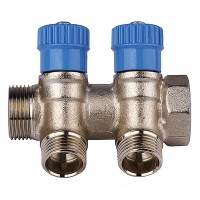 Коллектор GENERAL FITTINGS для холодной воды, вентили, никелированная латунь, вход 3/4" - 4 выхода 1/2" 51046-3/4-1/2-CT4